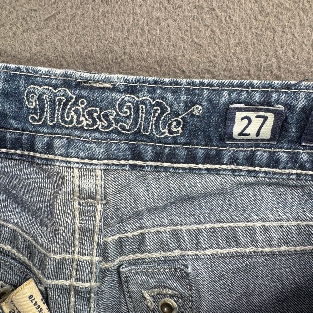 Miss Me Bootcut Jeans Women Size 27 Blue JP5647B Fleur De Lis Embellished Y2K - Picture 9 of 12